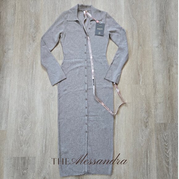 House of CB Yvette Button Front Long Sleeve Midi Dress Size Medium New With Tags - Picture 1 of 13